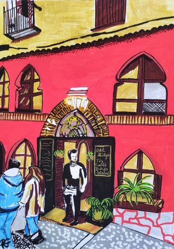 Crónicas de Granada: Calle de la Calderería de Perrine Gimenez, Pintura a la venta en Singulart