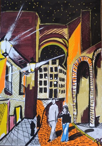 Crónicas de Granada: Puerta de Elvira von Perrine Gimenez, Malerei kaufen auf Singulart