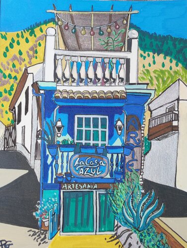 La Casa Azul by Perrine Gimenez, Painting for Sale on Singulart