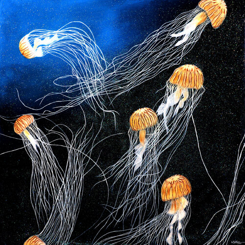 Symphony of the Sea (Glow in the dark) by Artist Bathmawathy, 絵画 for Sale on Singulart