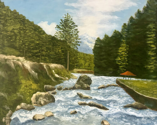 Pahalgam par Uma Krishnamoorthy, Peinture en vente sur Singulart