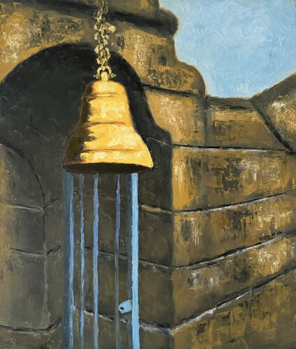 The temple bell par Uma Krishnamoorthy, Peinture en vente sur Singulart
