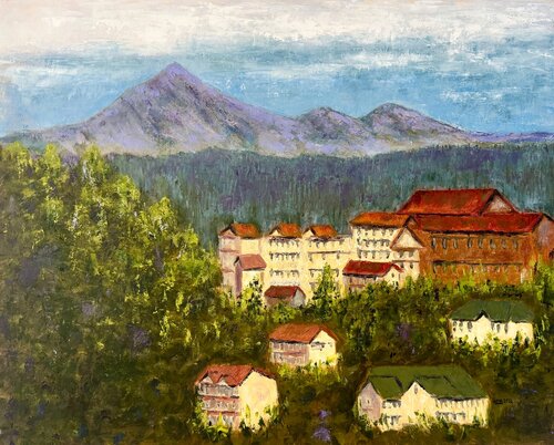 Shimla skyline di Uma Krishnamoorthy, Pittura in vendita su Singulart