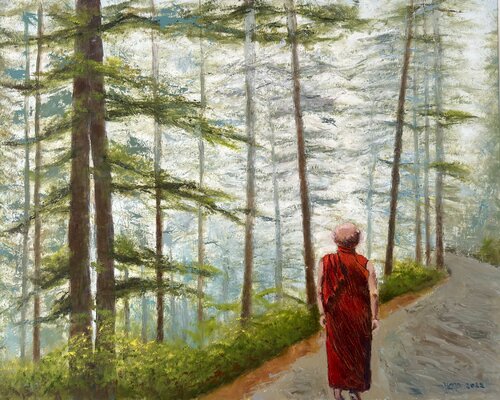 Mcleodganj 2 par Uma Krishnamoorthy, Peinture en vente sur Singulart