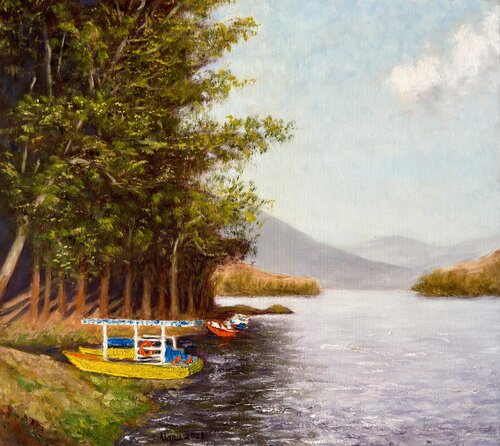 Boat in Munnar von Uma Krishnamoorthy, Malerei kaufen auf Singulart