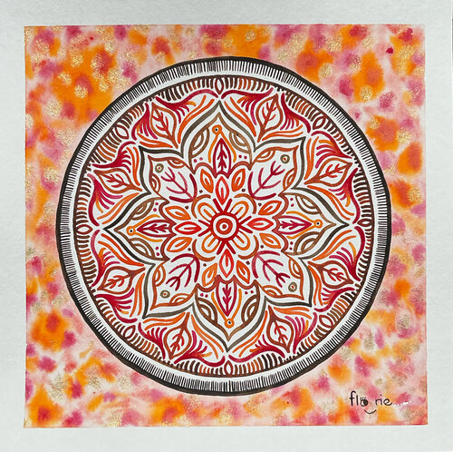 Mandala floral automnal van Florie Bonnet, Werk op papier te koop op Singulart
