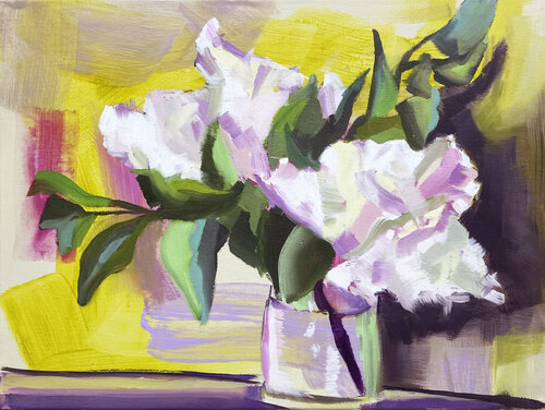 Stimmungen des Flieders: Gelb di Claudia Ditters, Pittura in vendita su Singulart