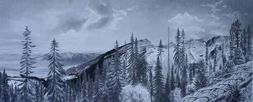 Bergwaldidyle by Gregor Dörig, 소묘 for Sale on Singulart