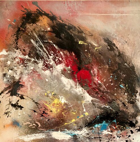 "Rocher à fleur d'eau" 36X36po acrylique sur toile 2023 von robert deschênes, Malerei kaufen auf Singulart