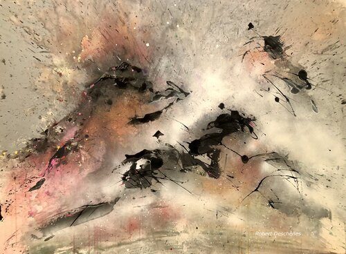 "Les grandes montagnes" 36"X48" acrylique sur toile 2025 van robert deschênes, Schilderij te koop op Singulart