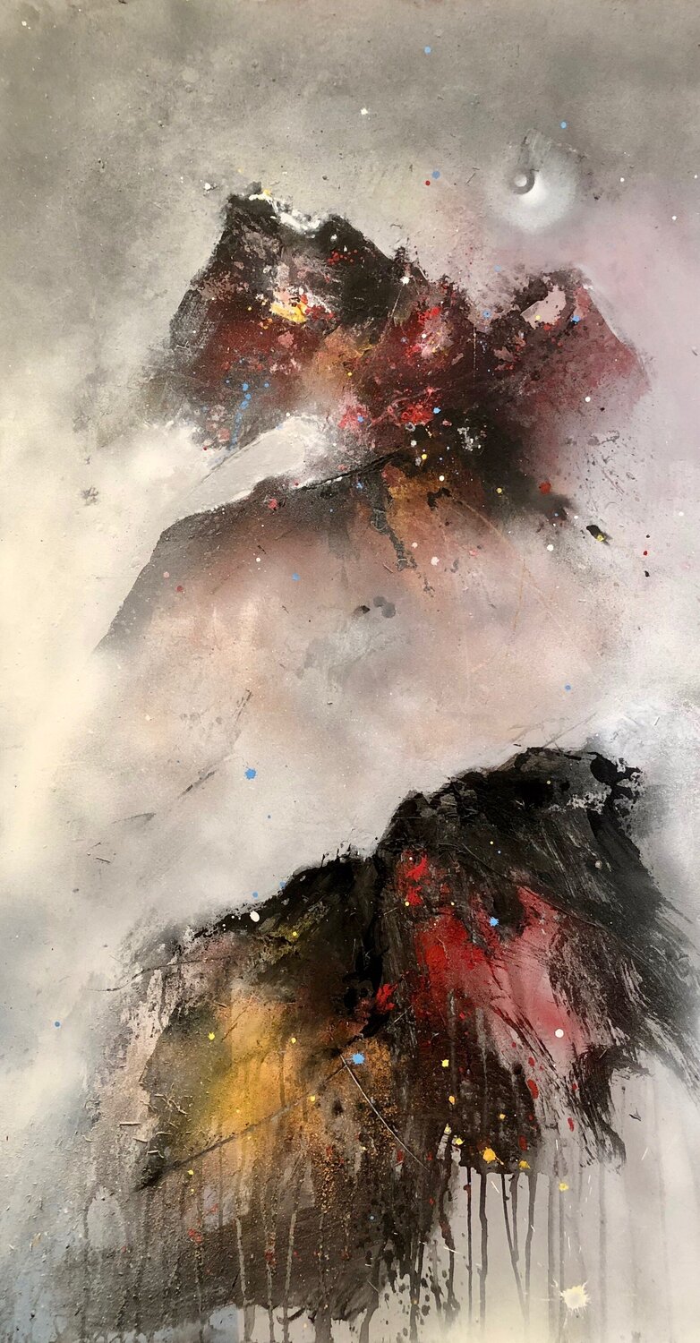 "Appalaches et lune" acrylique sur toile robert deschênes Dipinto originale in vendita