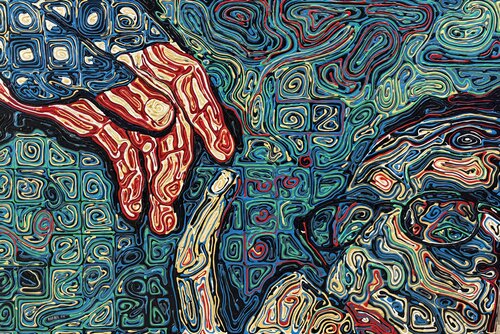 The Gesture of Connection. di Rafael Hernandez Morales, Pittura in vendita su Singulart