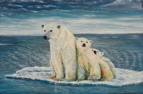 Eisbären Famile van Olaf Plantener, Schilderij te koop op Singulart