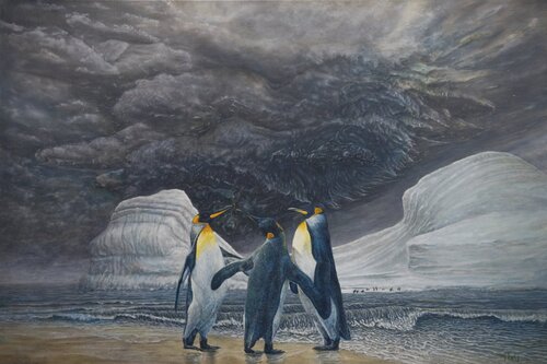 Tanz der Pinguine van Olaf Plantener, Schilderij te koop op Singulart
