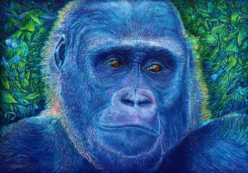 Pharmazie Gorilla van Olaf Plantener, Schilderij te koop op Singulart