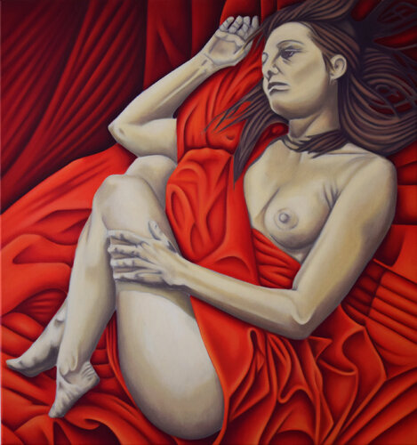 "la vie colorée / ruhende Frau" par Mike Wosnitzka, Peinture en vente sur Singulart