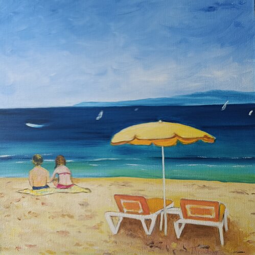 Sous le Parasol Jaune van Théodora BERNARDINI, Schilderij te koop op Singulart