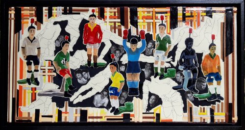Fußball Öl/Papiercollage No.79 van Anna Pocher, Werk op papier te koop op Singulart