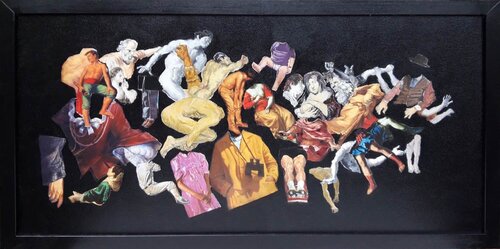 Papiercollage/Ölbild No. 98 van Anna Pocher, Schilderij te koop op Singulart