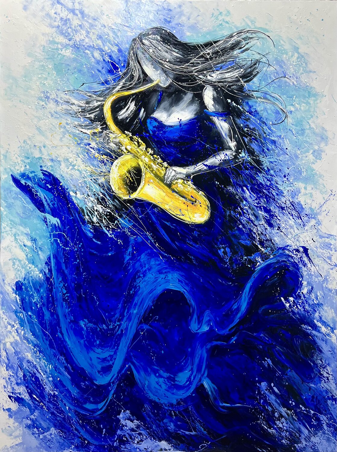 The Blue Shade of Jazz Marietta Martirosyan Originalgemälde zu verkaufen