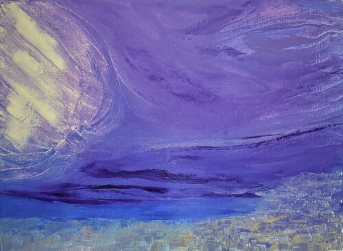 The Winter Sun and Clouds above The Bay of Tangier de Dan Zyzniewski, Pintura a la venta en Singulart