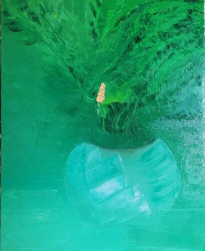 The Flowering of Zamioculcas van Dan Zyzniewski, Schilderij te koop op Singulart