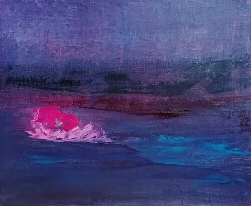 The Nocturne with a Mallow van Dan Zyzniewski, Schilderij te koop op Singulart