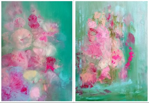 The Hollyhocks Dyptich Dan Zyzniewski