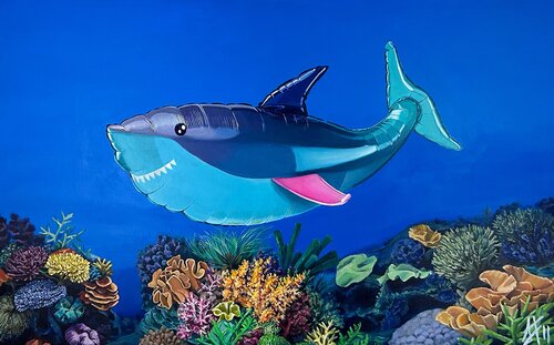 Mako Irusus II and the corals. Serie Naturaleza plástica von SOFIA CRISTINA JIMENEZ, Malerei kaufen auf Singulart