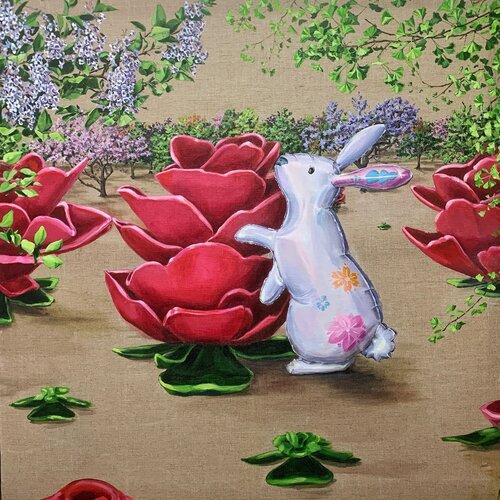 El jardin y el conejo de helio von SOFIA CRISTINA JIMENEZ, Malerei kaufen auf Singulart