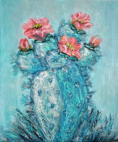 Silent cactus Noon in the Arizona Sands van Lucy Moon, Schilderij te koop op Singulart