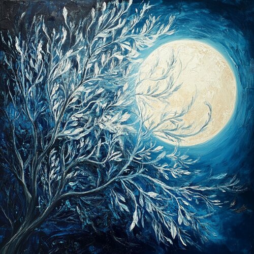 The Silent Blue Night of the Enchanted Full Moon van Lucy Moon, Digitaal te koop op Singulart