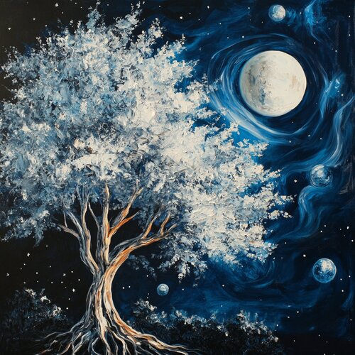 The White Tree’s Secret Under the Midnight Full Moon van Lucy Moon, Digitaal te koop op Singulart
