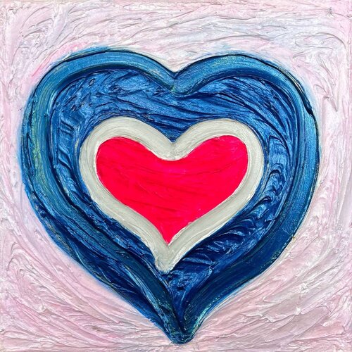 Two loving hearts on a textured bright background van Lucy Moon, Schilderij te koop op Singulart