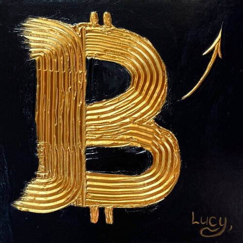 Golden Bitcoin Rise van Lucy Moon, Schilderij te koop op Singulart