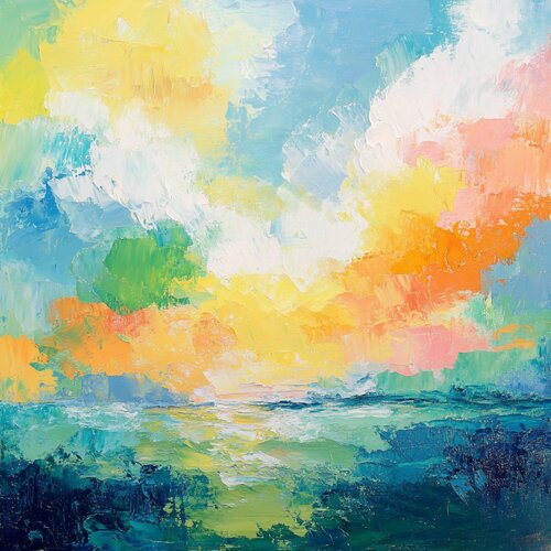 Lavender Clouds, Emerald Waves de Lucy Moon, Digital a la venta en Singulart