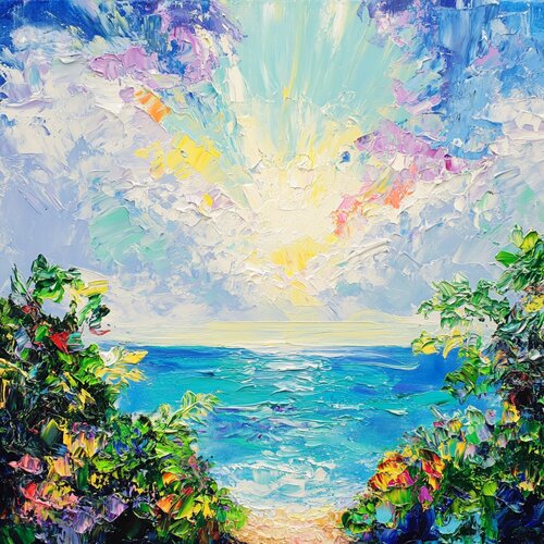 Sunlit Sky with Crimson Petal Clouds de Lucy Moon, Digital a la venta en Singulart