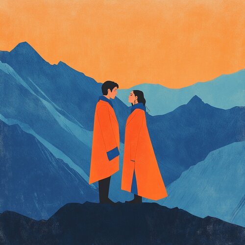 Where the blue hills met their hearts van Lucy Moon, Digitaal te koop op Singulart