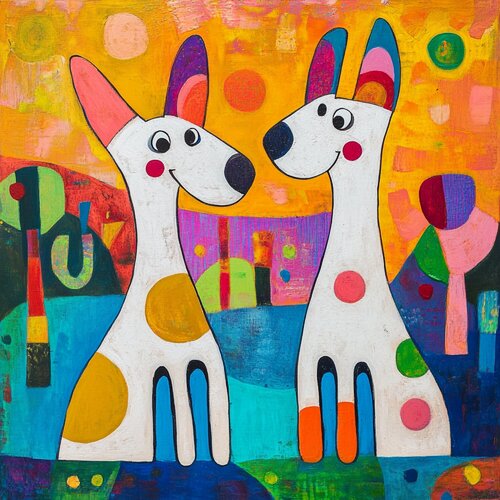 Whimsical Dogs on Parade van Lucy Moon, Digitaal te koop op Singulart