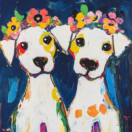 Dogs of the Eternal Spring van Lucy Moon, Digitaal te koop op Singulart
