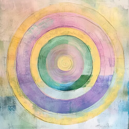 Rainbow Spiral of Mint Pink Flowers Lucy Moon