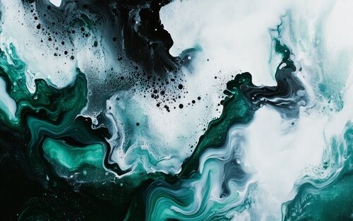 Sea swirls of white, black, and emerald di Lucy Moon, Digitale in vendita su Singulart