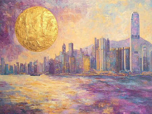 Golden Silence over the City von Lucy Moon, Digital kaufen auf Singulart