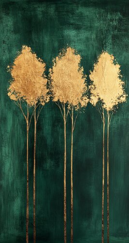 Turquoise Dreams, Golden Leaves van Lucy Moon, Digitaal te koop op Singulart