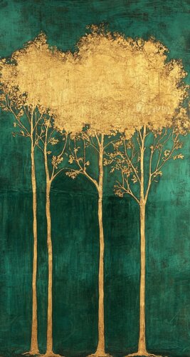Gilded Forest Under Teal Skies van Lucy Moon, Digitaal te koop op Singulart