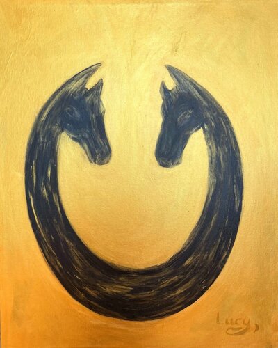 New Year's Horses of Light and Luck de Lucy Moon, Pintura a la venta en Singulart
