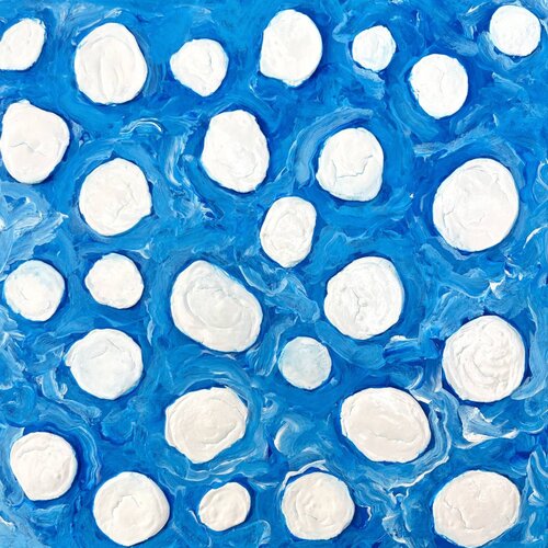 Abstraction: White Islands in a Blue Current by Lucy Moon, Painting for Sale on Singulart