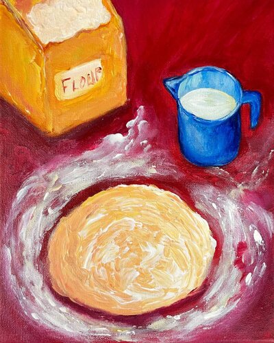 The romance of a warm morning and homemade dough van Lucy Moon, Schilderij te koop op Singulart