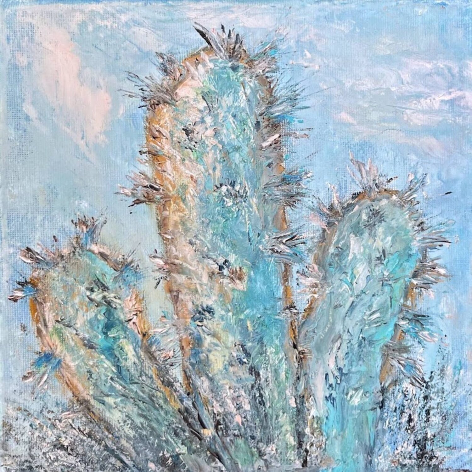 Silent cactus Noon in the Arizona Sands Lucy Moon Originalgemälde zu verkaufen