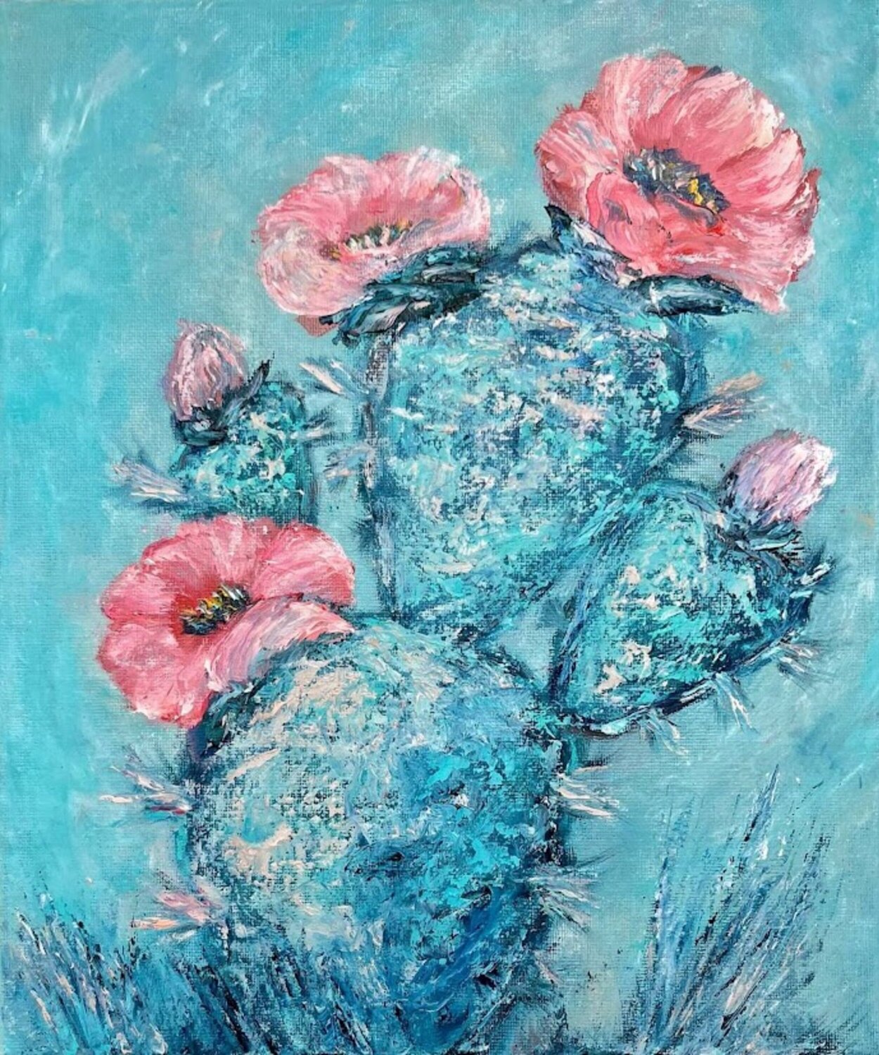 Silent cactus Noon in the Arizona Sands Lucy Moon Originalgemälde zu verkaufen